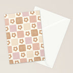 Checkered Floral - Pink Brown Beige Stationery Card Gallery Image 2