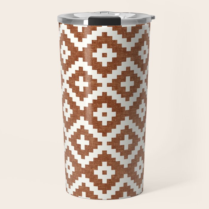 woven aztec geometric - ginger orange Travel Mug Gallery Image 1