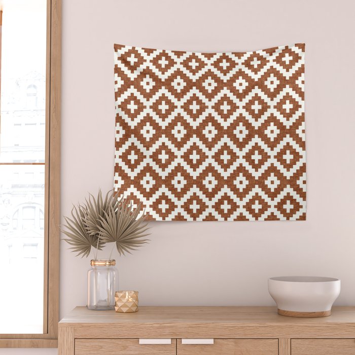 woven aztec geometric - ginger orange Wall Tapestry Gallery Image 2