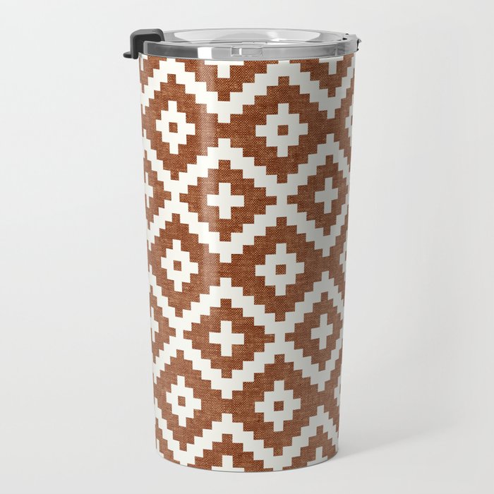 woven aztec geometric - ginger orange Travel Mug Gallery Image 3