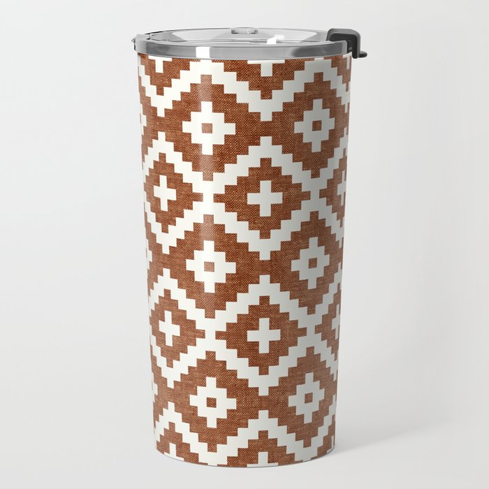 woven aztec geometric - ginger orange Travel Mug Gallery Image 2