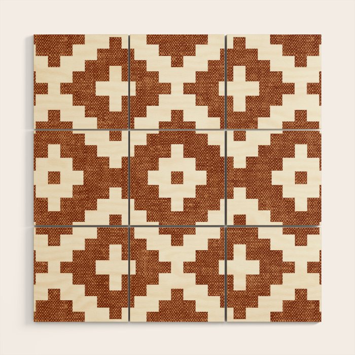 woven aztec geometric - ginger orange Wood Wall Art Gallery Image 1