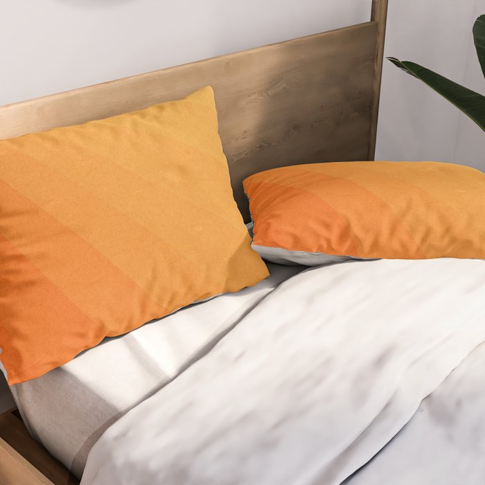 Shades of Sun - Line Gradient Pattern between Light Orange and Pale Orange Pillow Sham Gallery Image 2