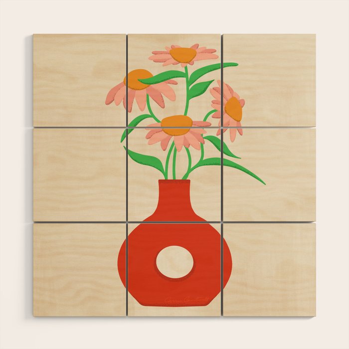 Flower Vase Wood Wall Art Gallery Image 1