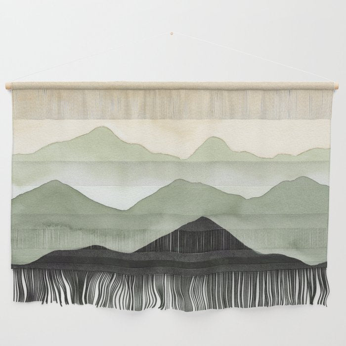 Green Beige Mountains Wall Hanging Gallery Image 1
