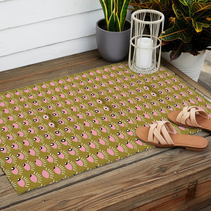 Moss green looking for you Outdoor Rug Gallery Image 2