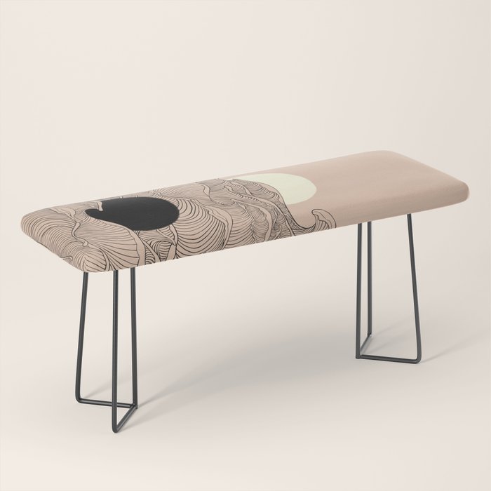 Abstract landscape yin yang moon & sun ocean wave  Bench Gallery Image 1