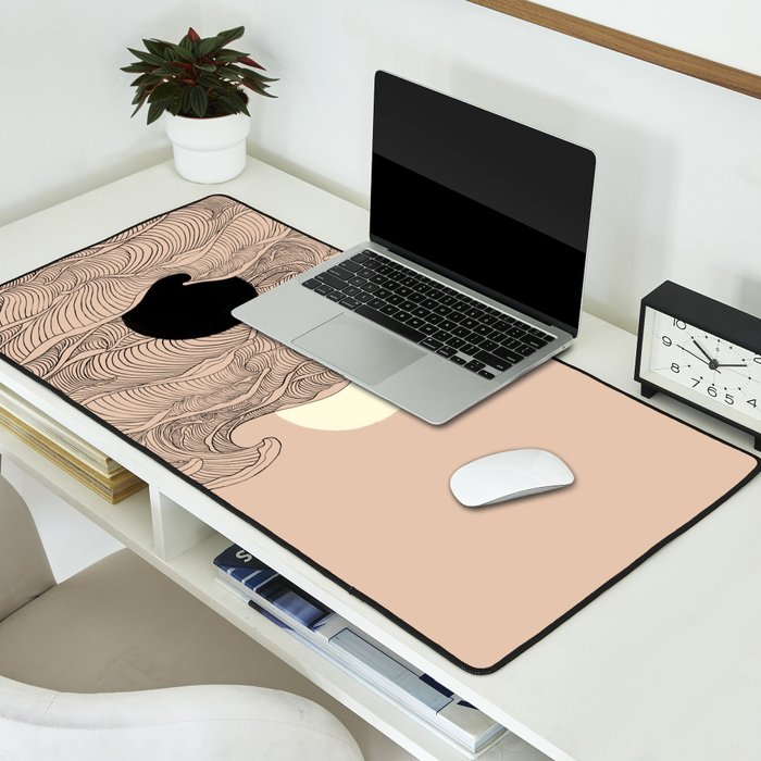 Abstract landscape yin yang moon & sun ocean wave  Desk Mat Gallery Image 2