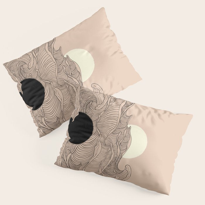Abstract landscape yin yang moon & sun ocean wave  Pillow Sham Gallery Image 3