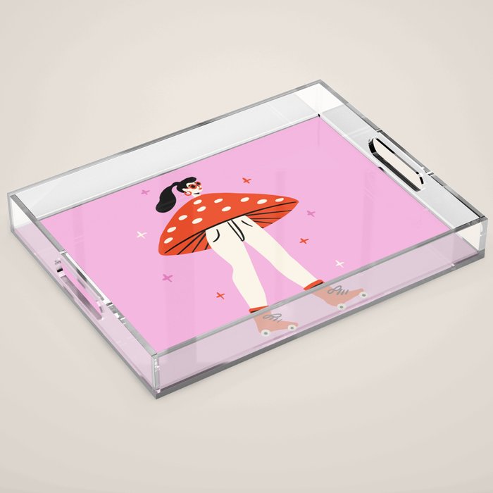 Retro Mushroom Girl Acrylic Tray Gallery Image 1