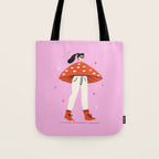 Retro Mushroom Girl Tote Bag Gallery Image 1