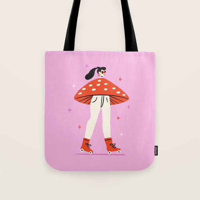 Retro Mushroom Girl Tote Bag Gallery Image 1