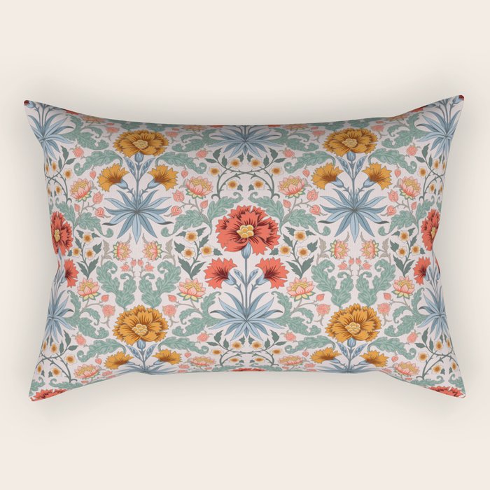  Victorian Botanicals - Carnation in Red and Blue Rectangular Pillow Gallery Image 2