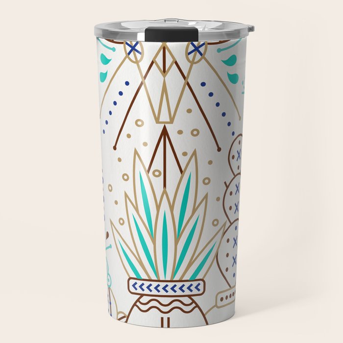 Santa Fe Garden - Turquoise & Brown Travel Mug Gallery Image 1