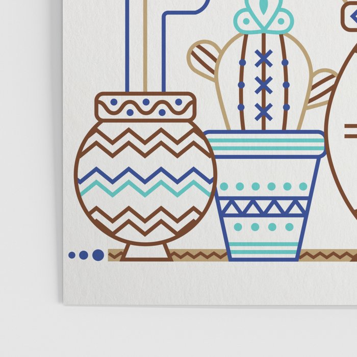 Santa Fe Garden - Turquoise & Brown Poster Gallery Image 3