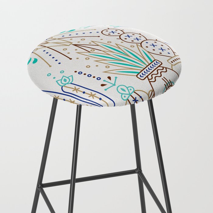 Santa Fe Garden - Turquoise & Brown Stool Gallery Image 2