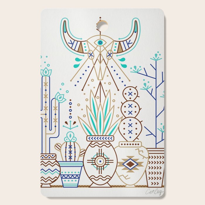 Santa Fe Garden - Turquoise & Brown Cutting Board Gallery Image 1