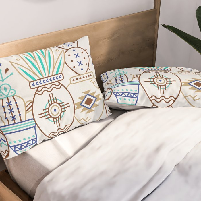 Santa Fe Garden - Turquoise & Brown Pillow Sham Gallery Image 2