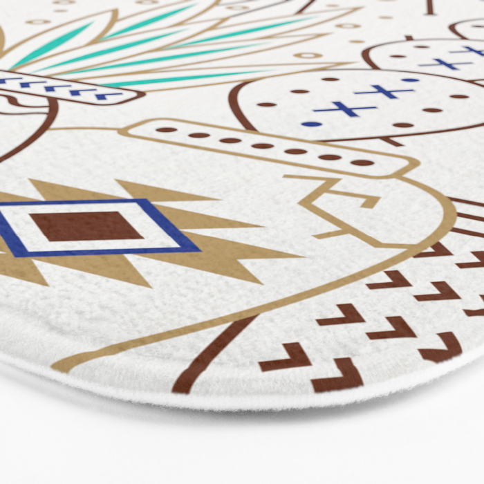 Santa Fe Garden - Turquoise & Brown Bath Mat Gallery Image 3