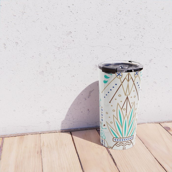 Santa Fe Garden - Turquoise & Brown Travel Mug Gallery Image 4
