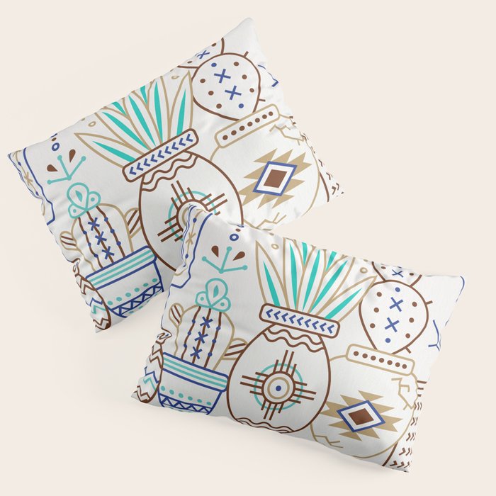 Santa Fe Garden - Turquoise & Brown Pillow Sham Gallery Image 1