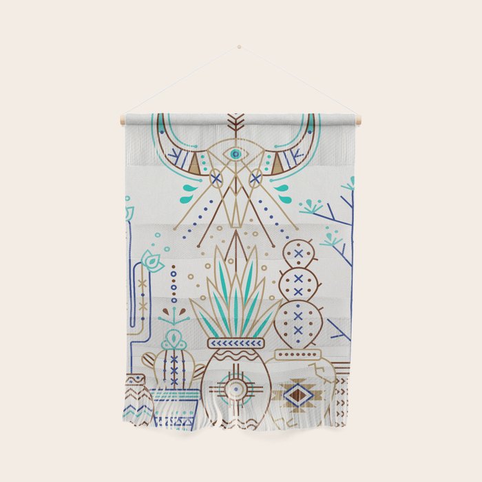 Santa Fe Garden - Turquoise & Brown Wall Hanging Gallery Image 1