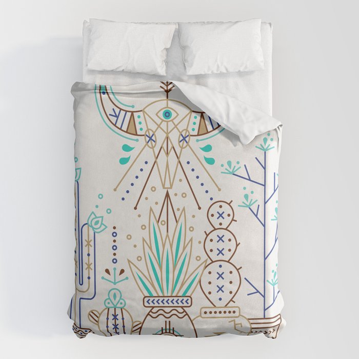 Santa Fe Garden - Turquoise & Brown Duvet Cover Gallery Image 6