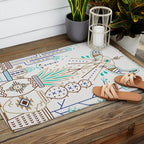 Santa Fe Garden - Turquoise & Brown Outdoor Rug Gallery Image 2
