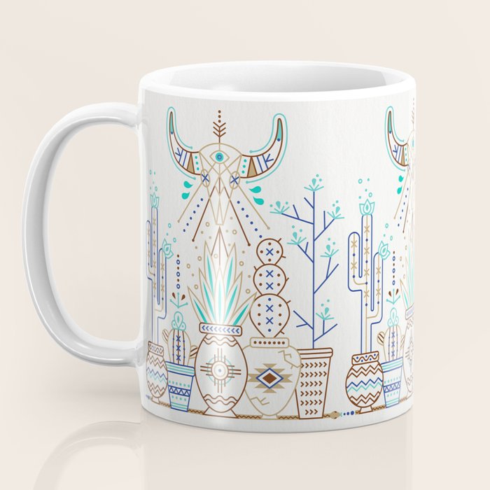 Santa Fe Garden - Turquoise & Brown Coffee Mug Gallery Image 3