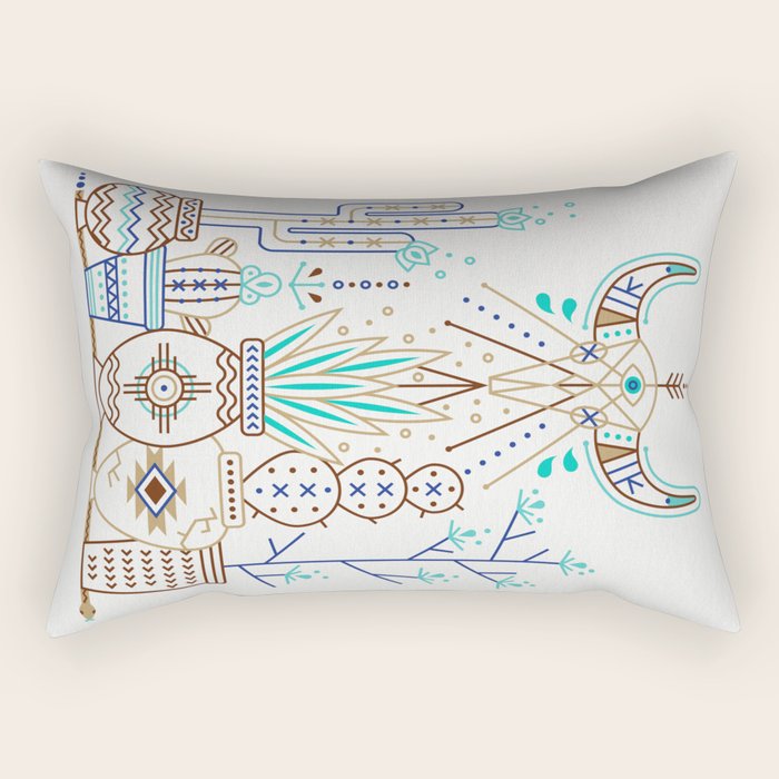 Santa Fe Garden - Turquoise & Brown Rectangular Pillow Gallery Image 1