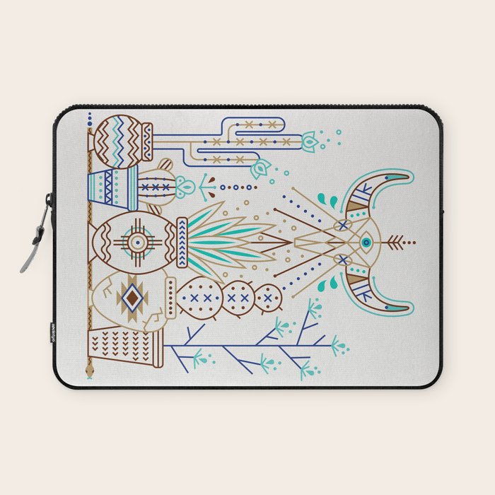 Santa Fe Garden - Turquoise & Brown Laptop Sleeve Gallery Image 1