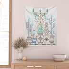 Santa Fe Garden - Turquoise & Brown Wall Tapestry Gallery Image 2