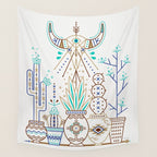 Santa Fe Garden - Turquoise & Brown Wall Tapestry Gallery Image 4