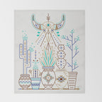 Santa Fe Garden - Turquoise & Brown Throw Blanket Gallery Image 2