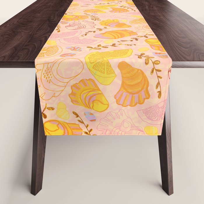 Coastal Oysters on the Beach in Lemon Orange & Peach Table Runner Gallery Image 1