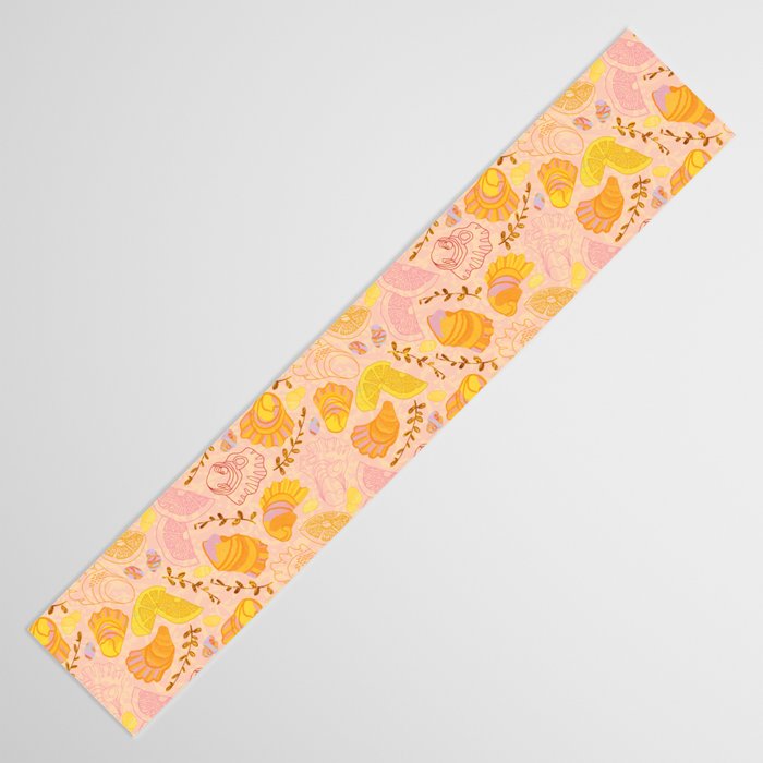 Coastal Oysters on the Beach in Lemon Orange & Peach Table Runner Gallery Image 3