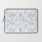 Toile de Jouy French Vintage Baby Blue & White Laptop Sleeve Gallery Image 1