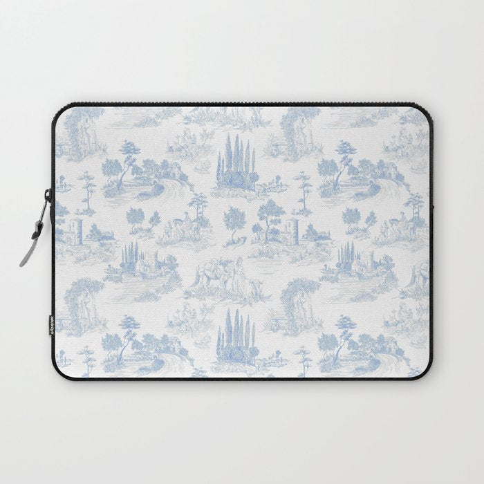 Toile de Jouy French Vintage Baby Blue & White Laptop Sleeve Gallery Image 1