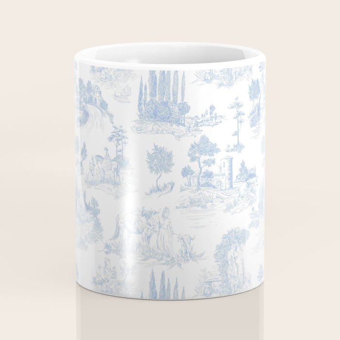 Toile de Jouy French Vintage Baby Blue & White Coffee Mug Gallery Image 4