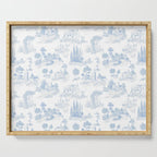 Toile de Jouy French Vintage Baby Blue & White Serving Tray Gallery Image 1