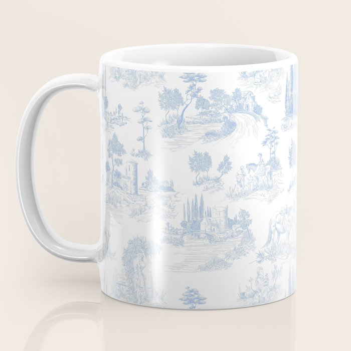 Toile de Jouy French Vintage Baby Blue & White Coffee Mug Gallery Image 3