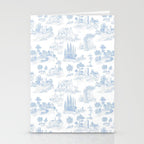 Toile de Jouy French Vintage Baby Blue & White Stationery Card Gallery Image 2