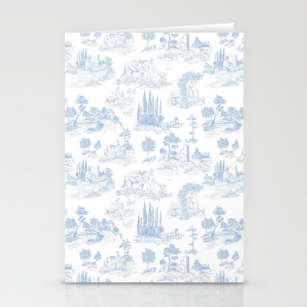Toile de Jouy French Vintage Baby Blue & White Stationery Card Gallery Image 2