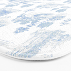 Toile de Jouy French Vintage Baby Blue & White Bath Mat Gallery Image 3