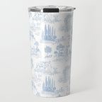 Toile de Jouy French Vintage Baby Blue & White Travel Mug Gallery Image 1