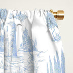 Toile de Jouy French Vintage Baby Blue & White Window Curtain Gallery Image 2