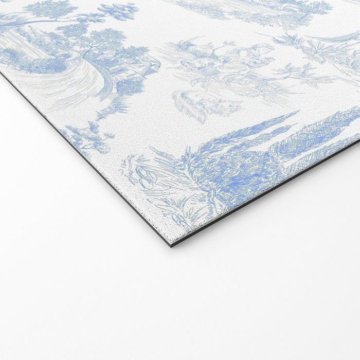 Toile de Jouy French Vintage Baby Blue & White Welcome Mat Gallery Image 2
