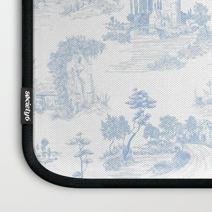 Toile de Jouy French Vintage Baby Blue & White Laptop Sleeve Gallery Image 3