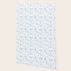 Toile de Jouy French Vintage Baby Blue & White Wallpaper Gallery Image 2