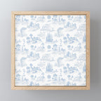 Toile de Jouy French Vintage Baby Blue & White Mini Art Print Gallery Image 1